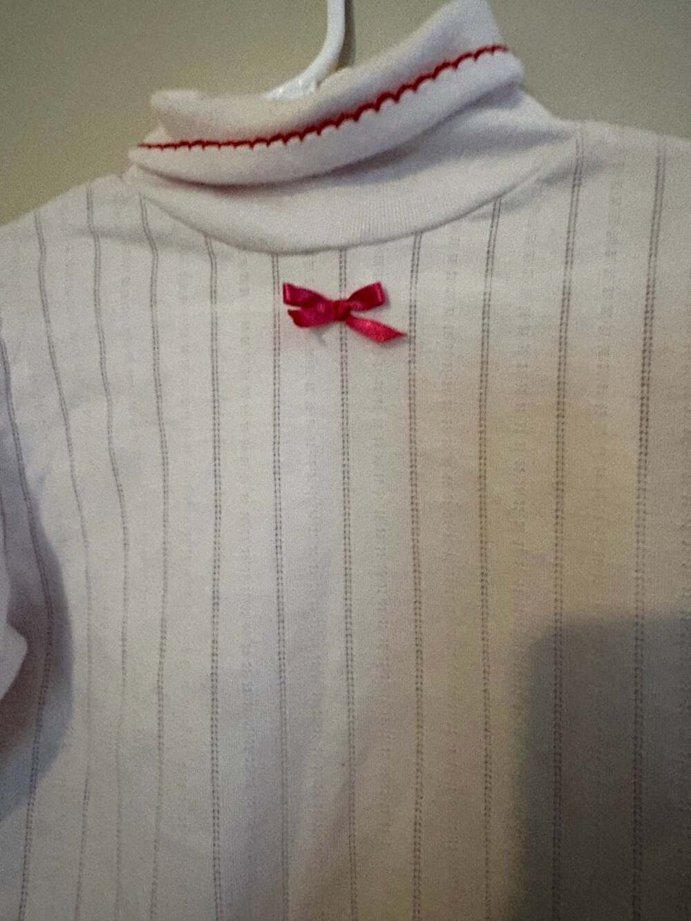 Hearts and Flowers Vintage White Pointelle Turtleneck Top Size 5/6 - Picture 2 of 7